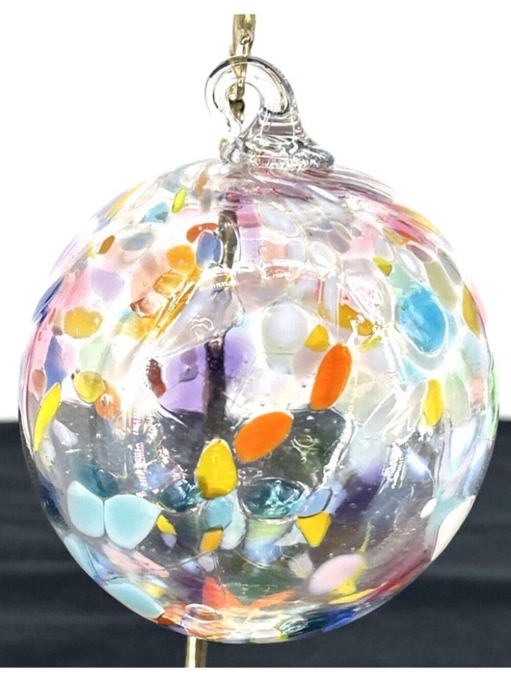 Christmas Ornament Artisan Hand Blown Art Glass Orb Splatter Design 3.5"